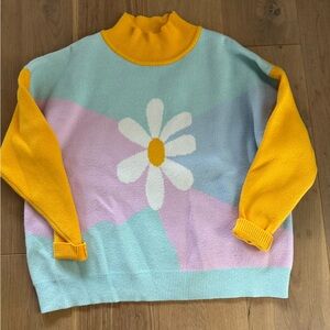 Kina + Tam mock neck flower sweater